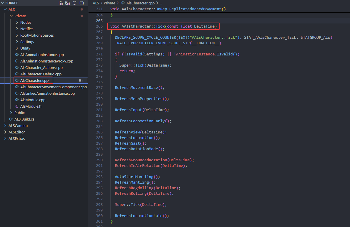 AlsCharacter.cpp Tick function