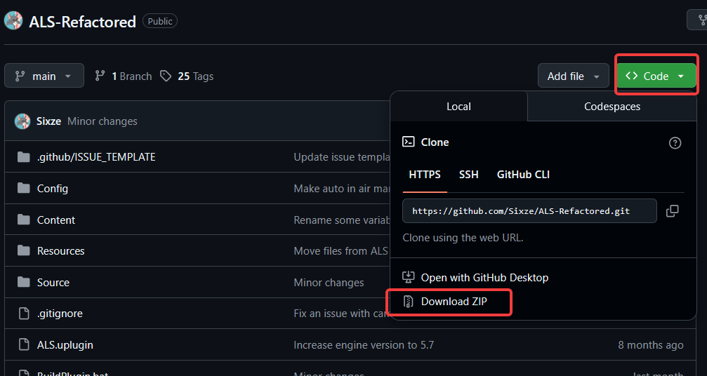 Downloading the ZIP from GitHub
