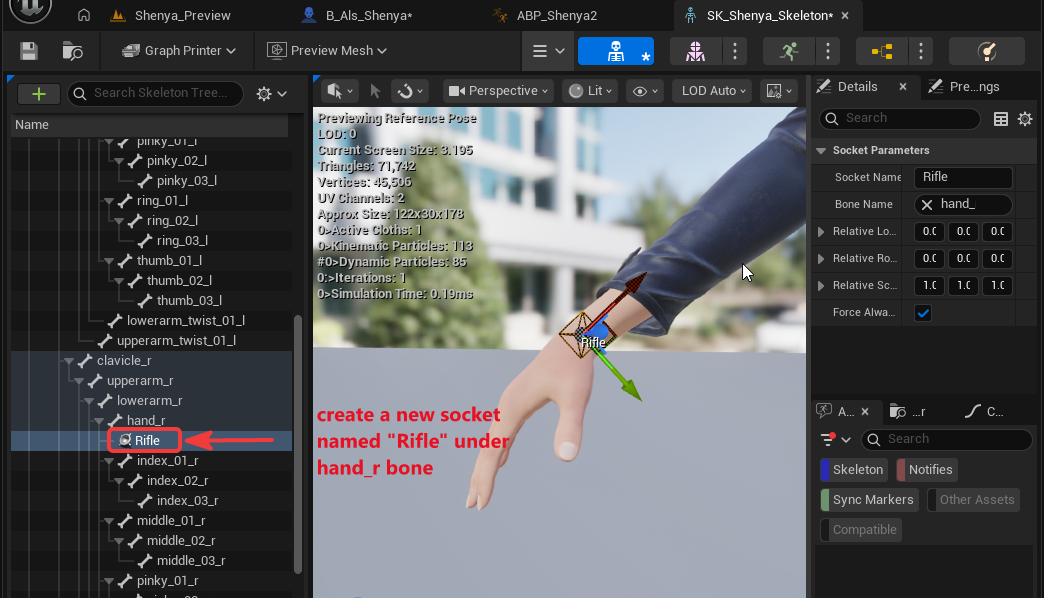 Create Rifle socket on character skeleton