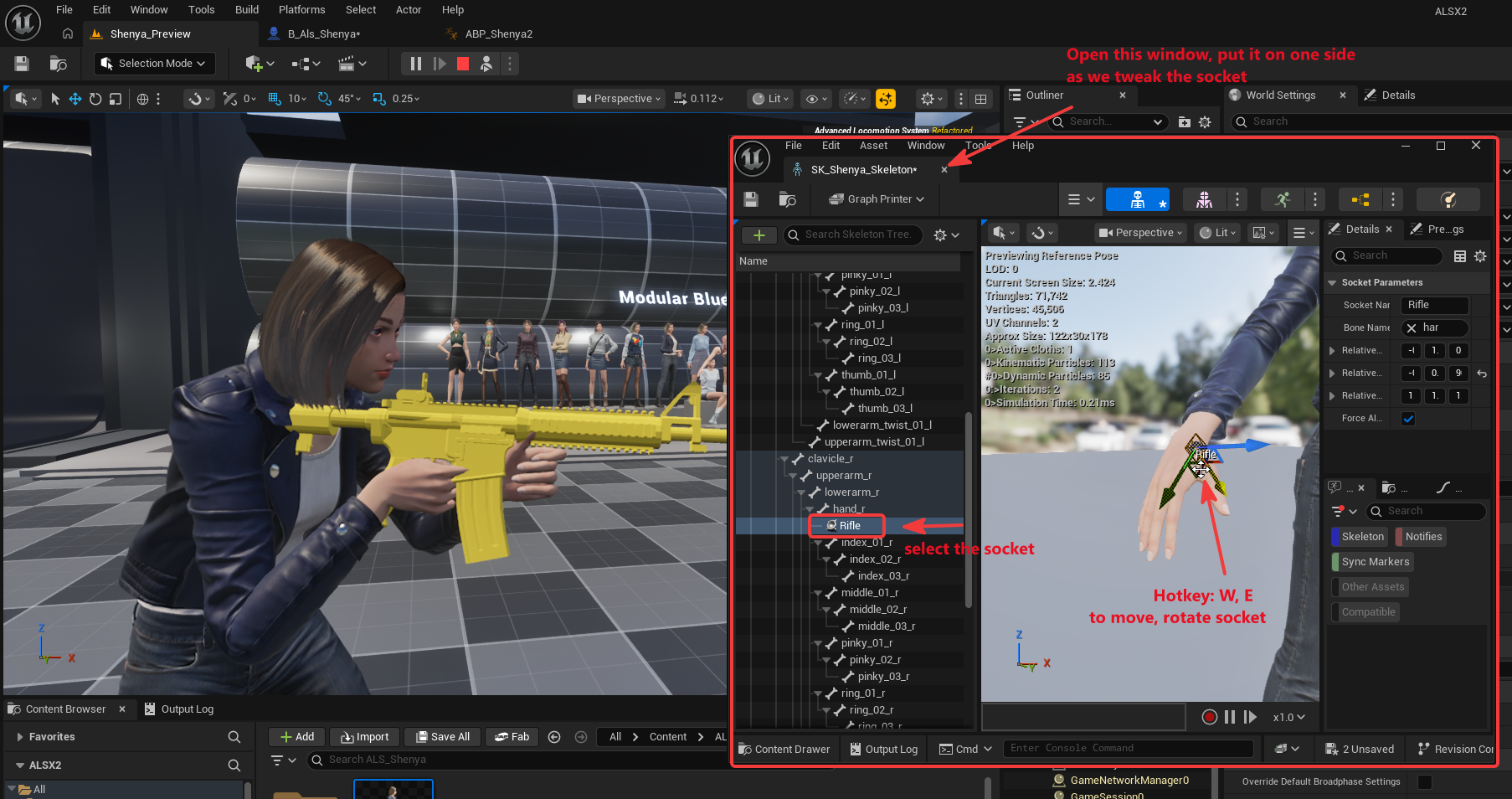 Move and rotate the rifle socket