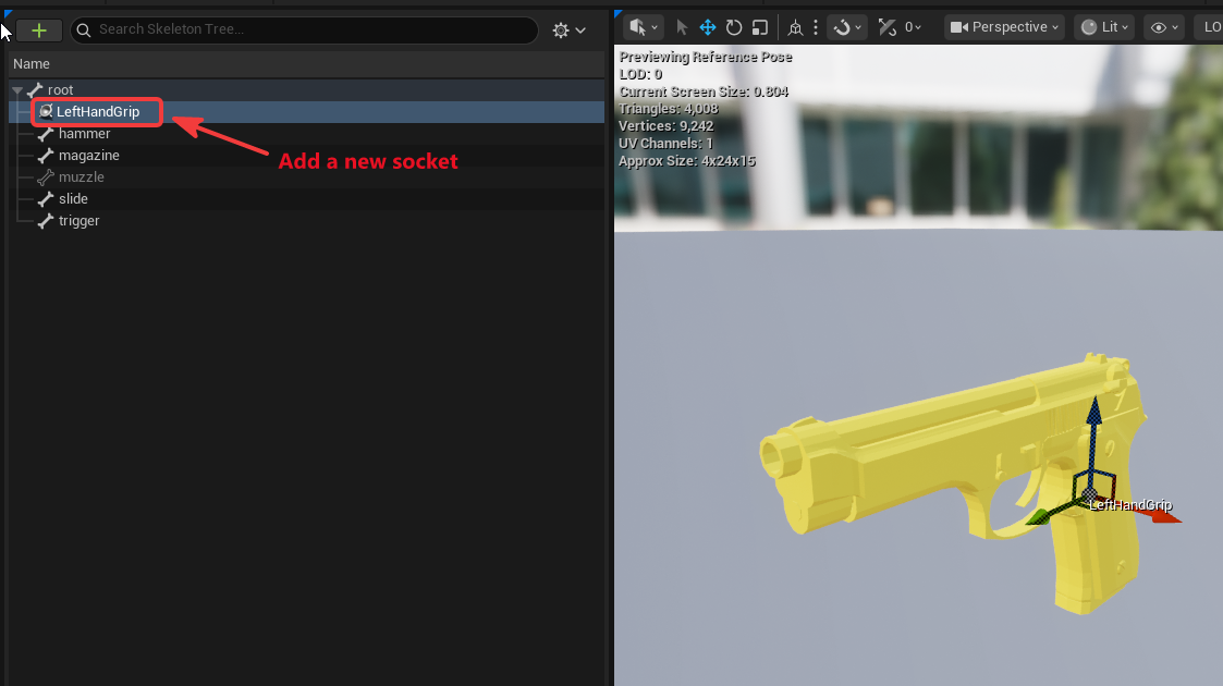 Add pistol LeftHandGrip socket