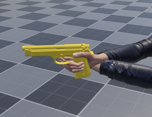 Pistol two-handed before left-hand IK