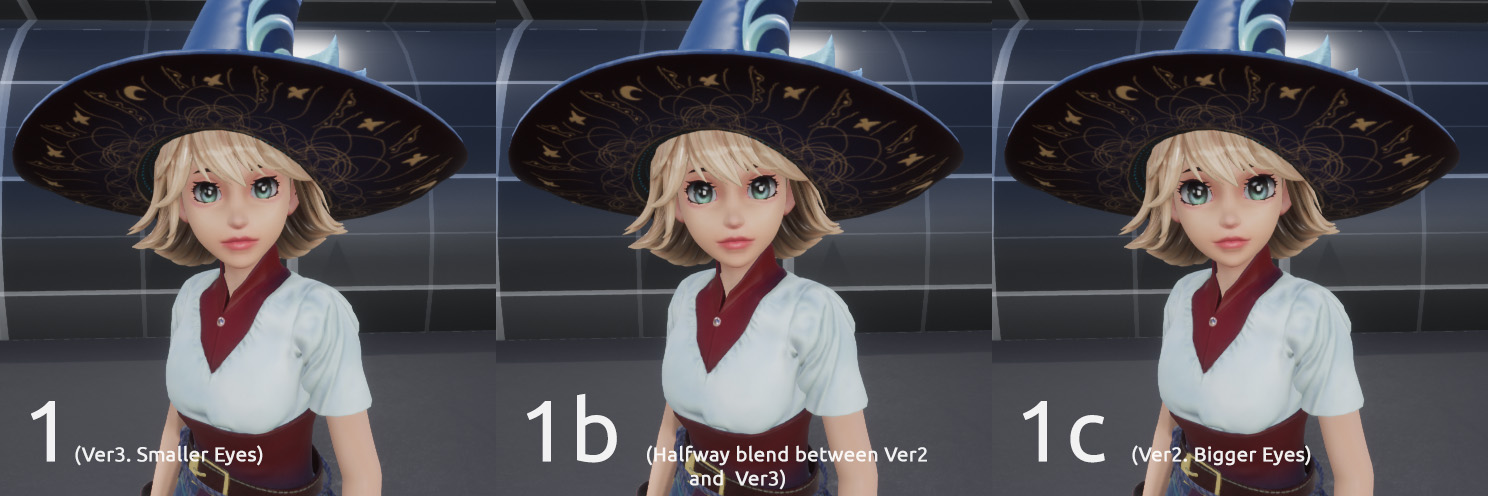 Three faces side by side for comparison