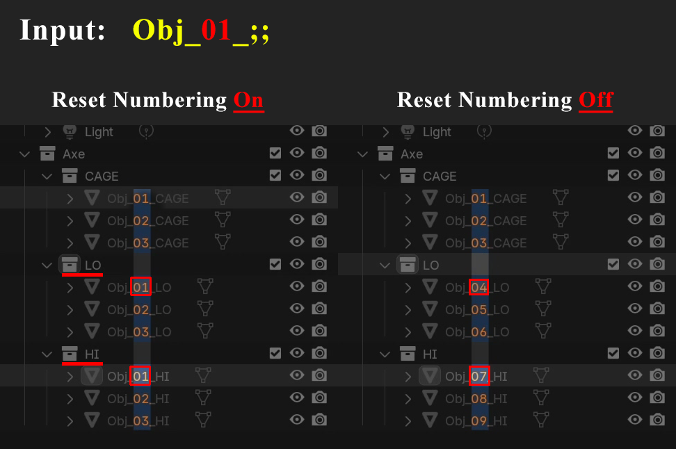 Reset Numbering on each collection Example
